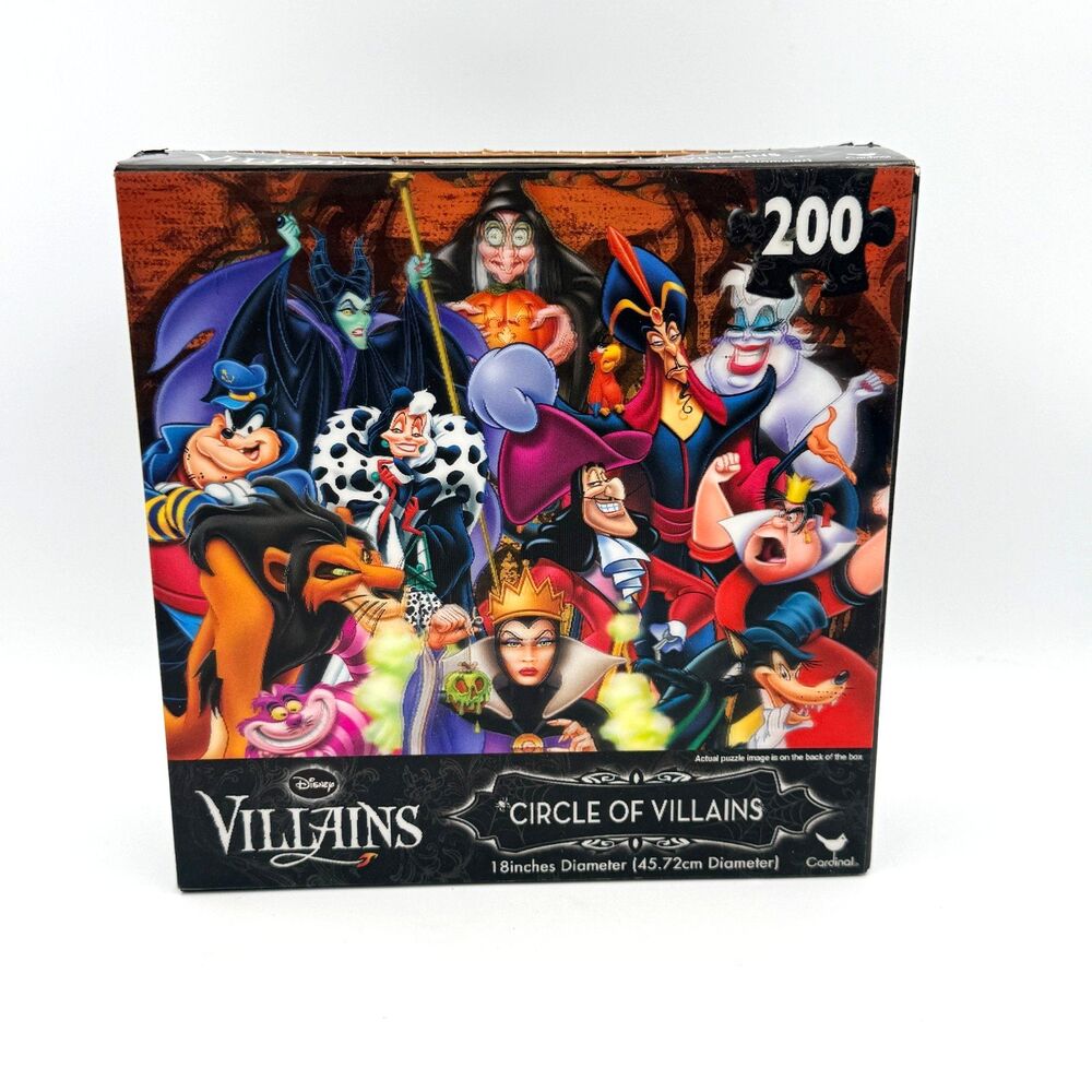 Disney Villains Puzzle Circle Of Villains Circular 18” 200 pc Jigsaw COMPLETE